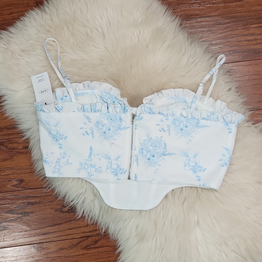 Cider Floral Blue & White Corset - Picture 3 of 6